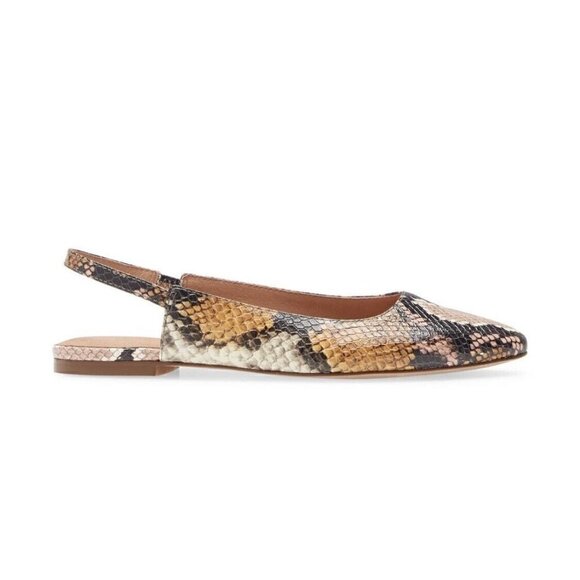 NEW Madewell The Margot Slingback Flats Shoes Snake Embossed Leather Size 9 - Picture 3 of 6